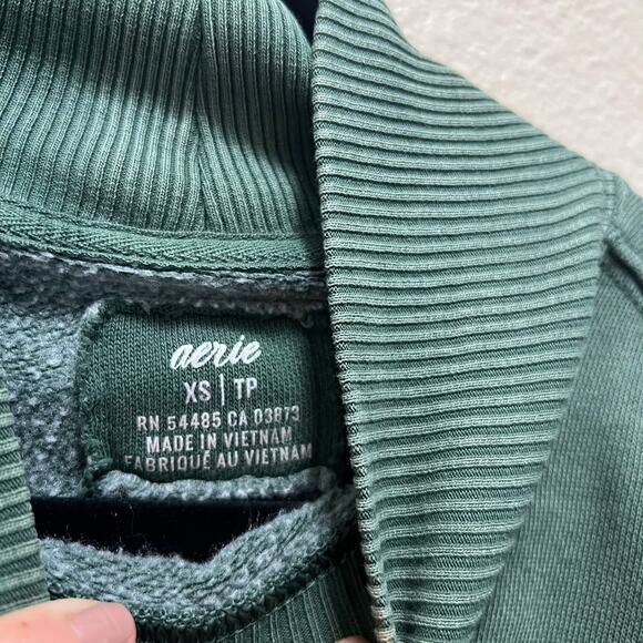 Aerie Sweater Green Cotton Mock Neck Long Sleeve Pullover Sz XS - Picture 7 of 10